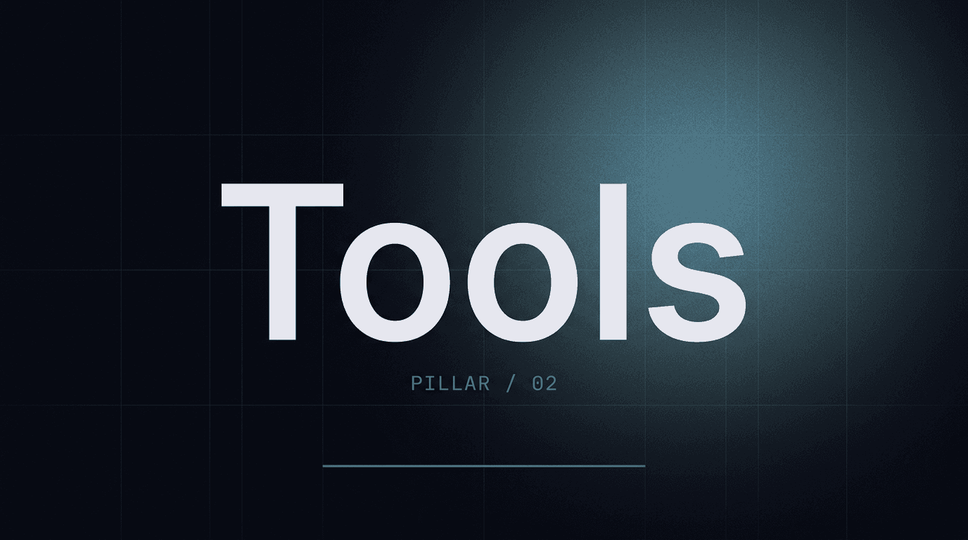 Editorial cover graphic for the resume optimizer tools pillar, typographic wordmark set against a dark slate-cyan gradient