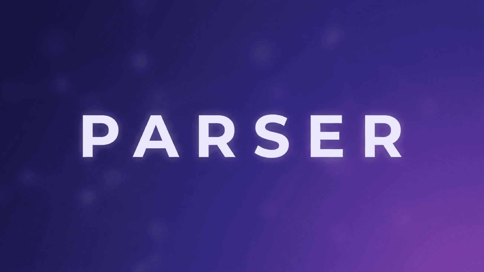 Editorial cover for resume parser explainer: centered wordmark PARSER on a deep indigo gradient