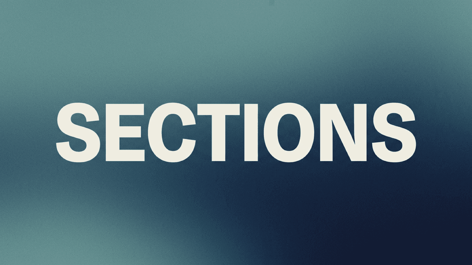 Editorial cover for ATS section headings guide: centered wordmark SECTIONS on a dusty teal to navy gradient